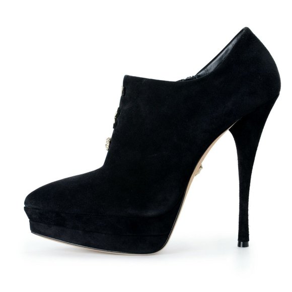 Versace Embellished Zip Up High Heels Ankle Bootie - Picture 2 of 8